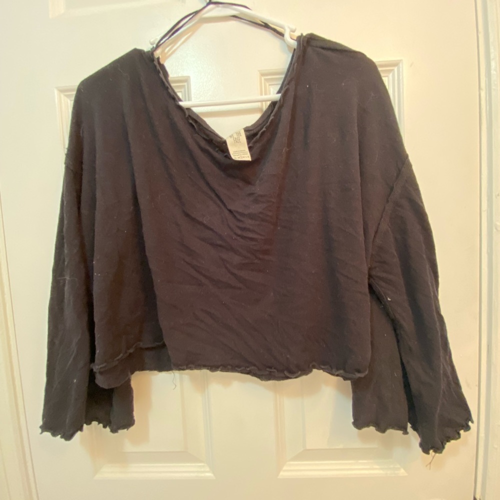 Black bell sleeve top